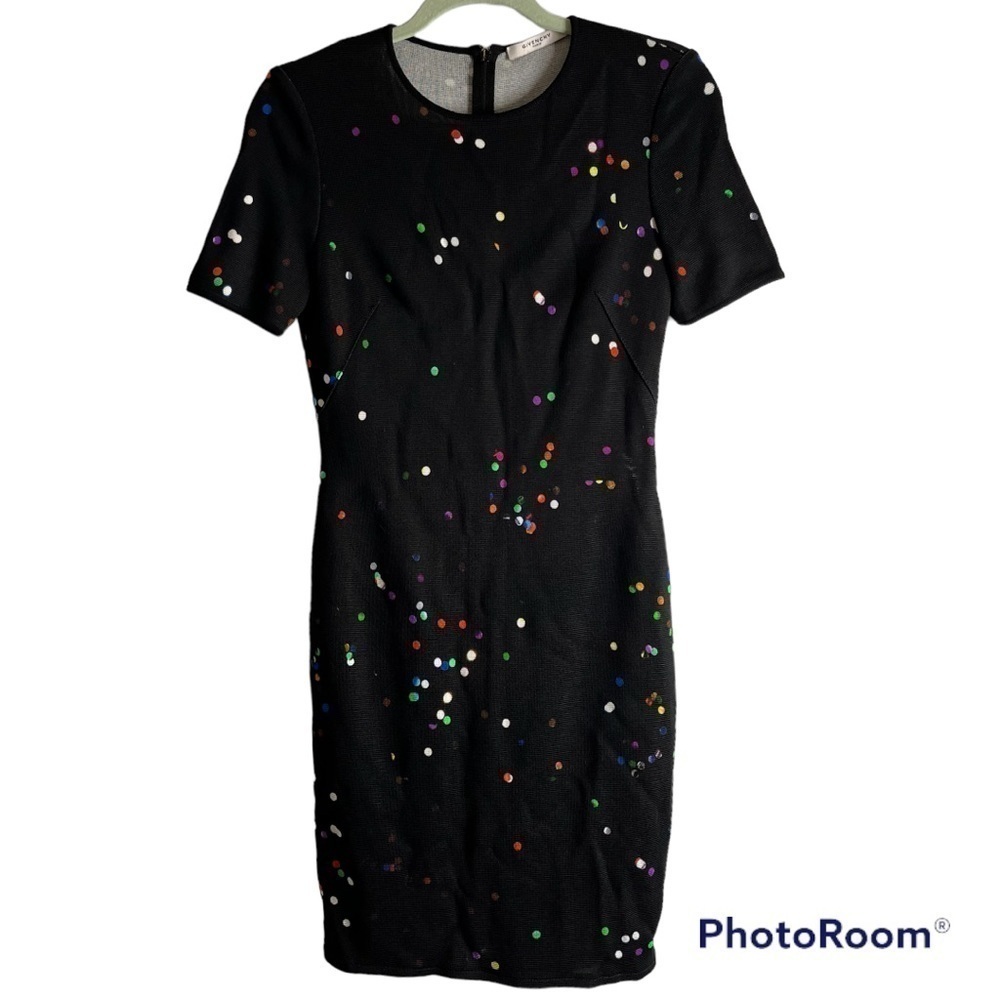 Givenchy Paris Black Polka Dot Printed Midi Dress Size‎ Small Rare